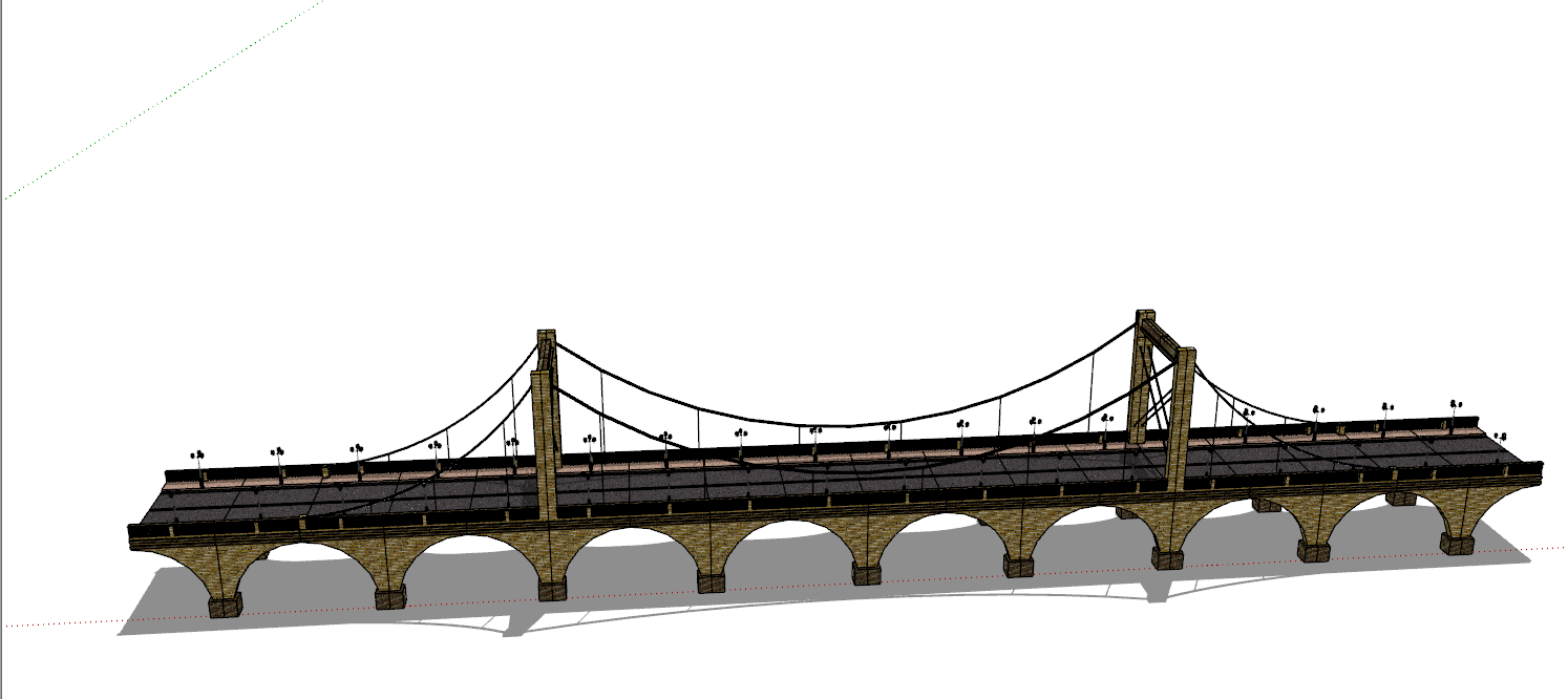 现代风格悬索桥SU模型设计-图二