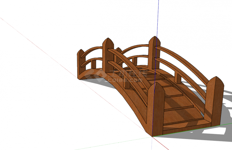 新中式木制拱桥SU模型设计-图一
