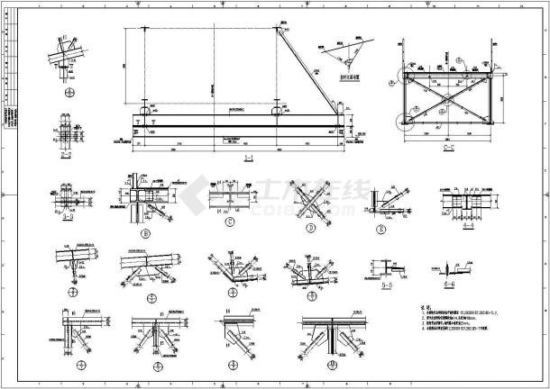 某钢铁冶金厂钢结构通廊全套结构施工图-图二