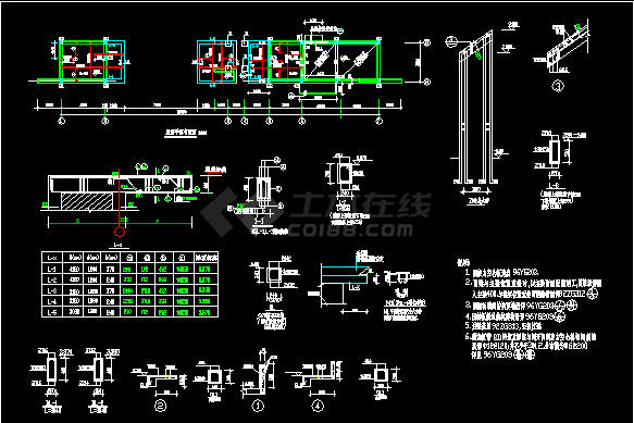 某高科技工业大门建筑设计CAD施工图纸-图二