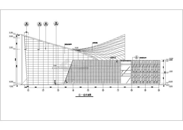 新疆管弦架体育中心建筑设计施工图-图一