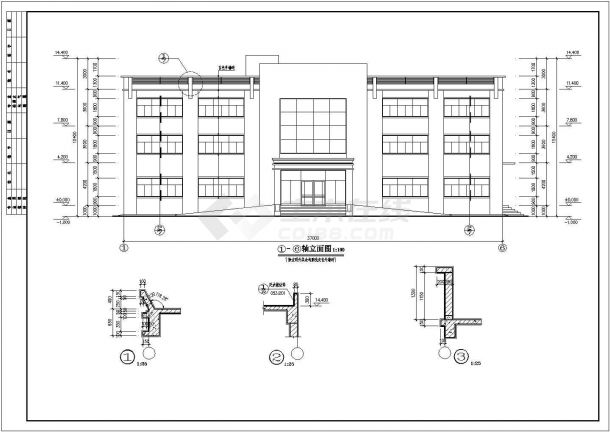 东莞某地三层框架结构办公楼建筑设计施工图纸-图一
