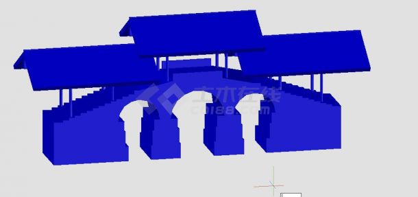 某湘湖风景桥cad设计图3D模型-图二
