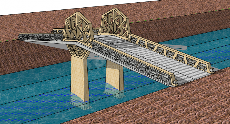 大规模现代风格桥梁su模型-图二