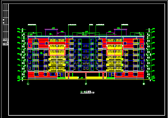 某高档小区七层商住楼建筑CAD施工图纸-图二