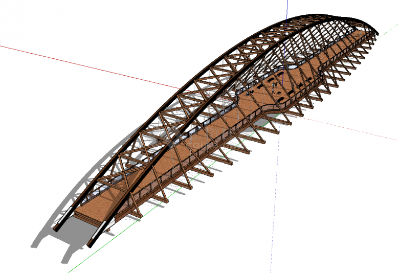 超大型现代人行桥梁su模型-图二