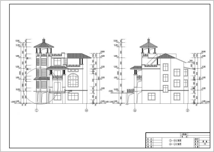 某地局部四层砖混结构别墅建筑设计施工图纸_图1