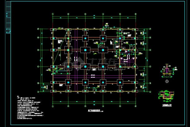 某地区某劳动局办公楼框架结构施工设计CAD图纸-图二