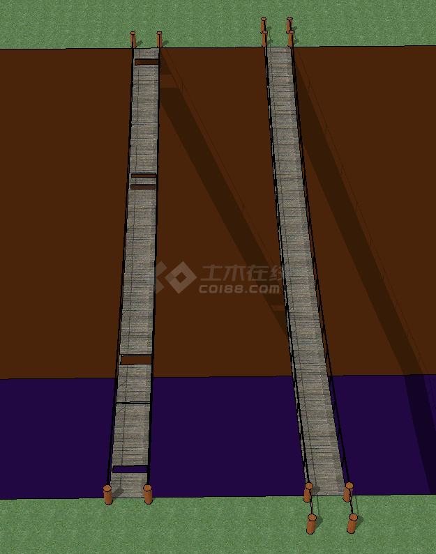 超长木制绳索吊桥su模型-图二