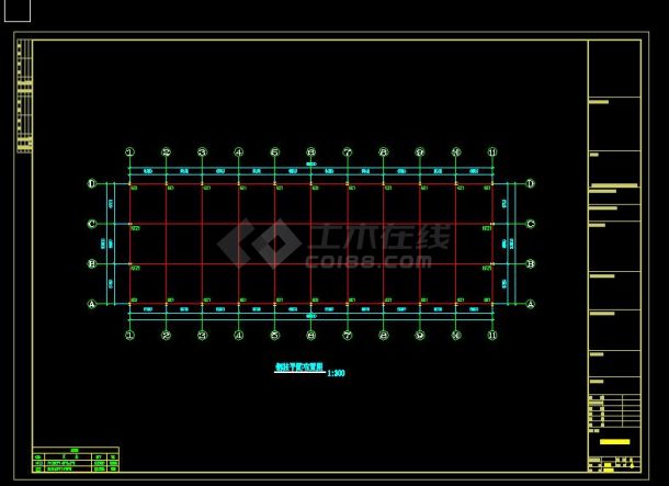 某地区厦门20跨度钢结构工程设计CAD图纸-图二