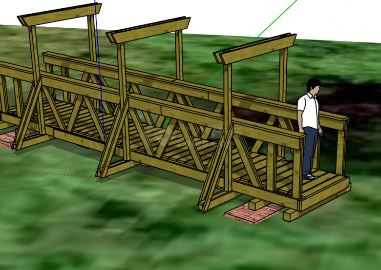 小型木制独木桥桥梁su模型-图二