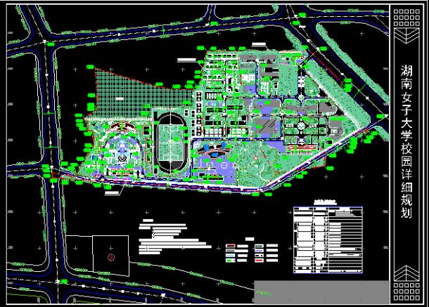 湖南女大校园规划详情CAD设计图-图一