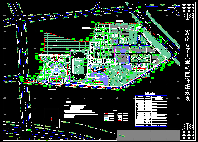 湖南女大校园规划详情CAD设计图_图1
