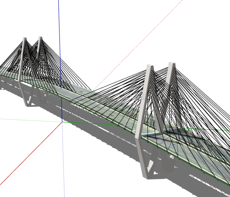 大型多塔式琴弦斜拉桥梁su模型-图二