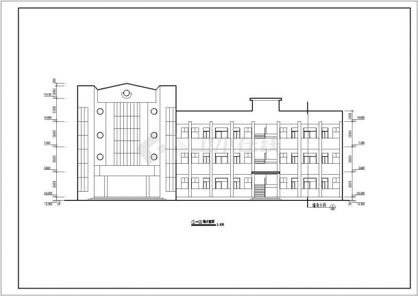 某中学三层框架结构教学楼建筑设计方案图-图一