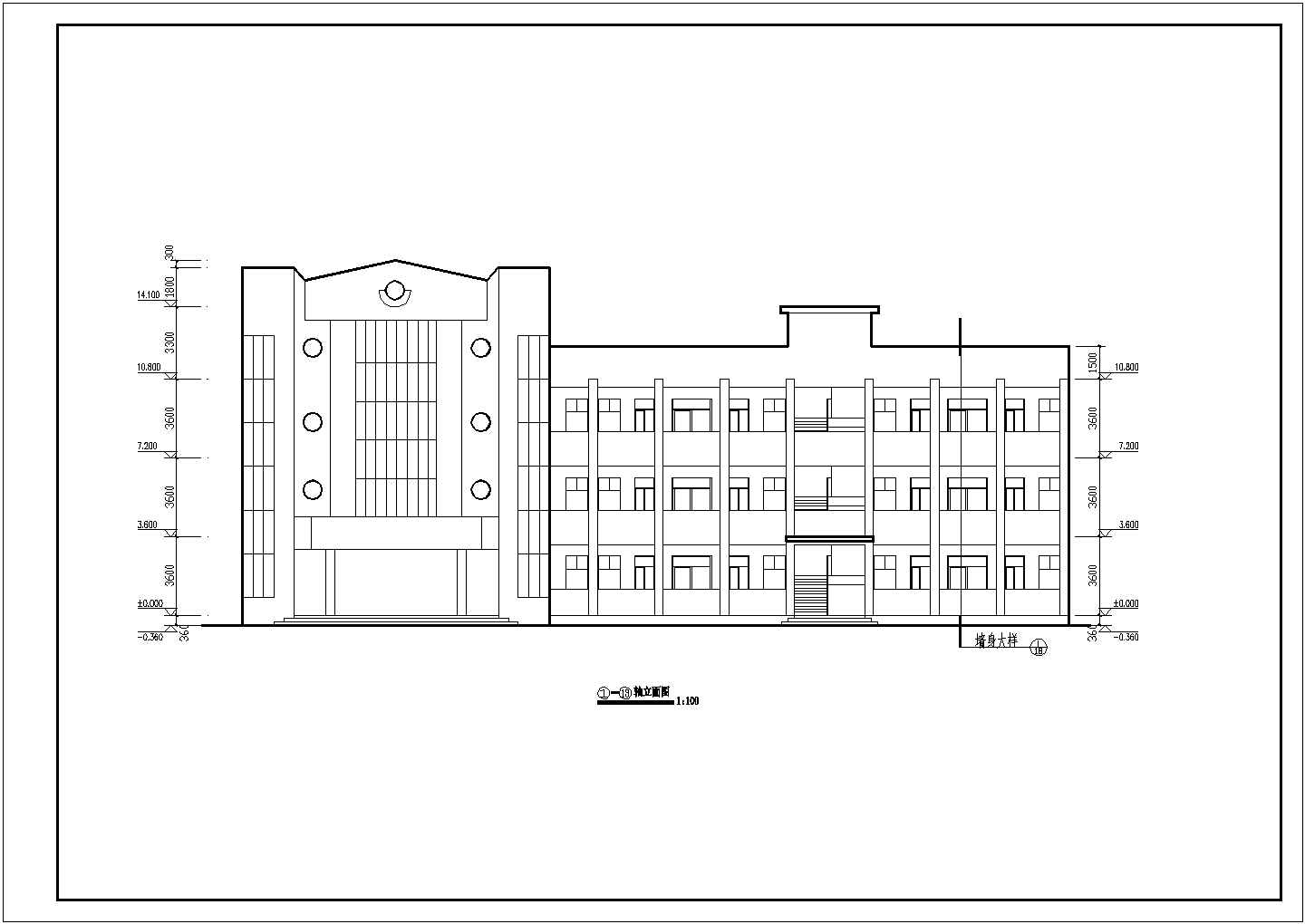 某中学三层框架结构教学楼建筑设计方案图