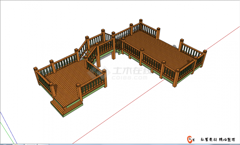 景区观光木桥拱桥的SU模型-图二