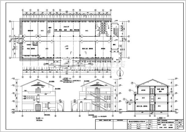 某三层框架结构海事办公楼建筑设计方案图-图一