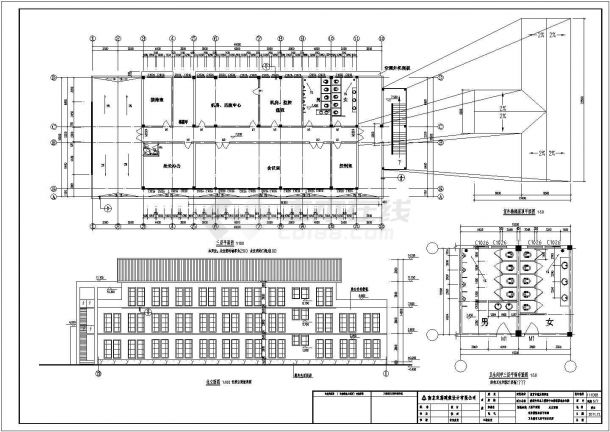 某三层框架结构海事办公楼建筑设计方案图-图二
