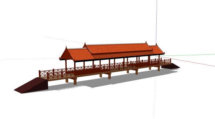 中式中原风格景观廊桥su模型_图1