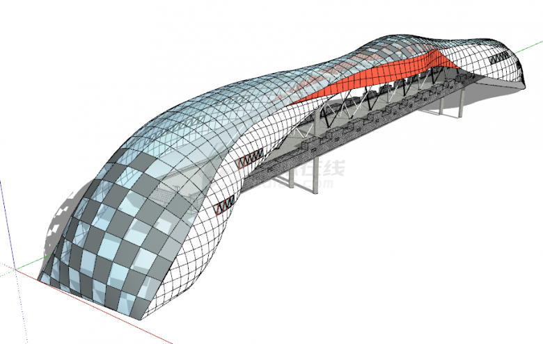 新中式热气球玻璃镂空设计砖砌桥梁su模型-图二