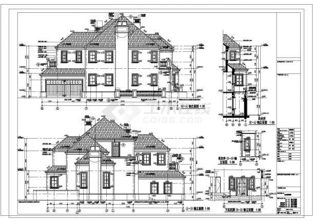 上海某两层框架结构别墅建筑设计施工图-图二