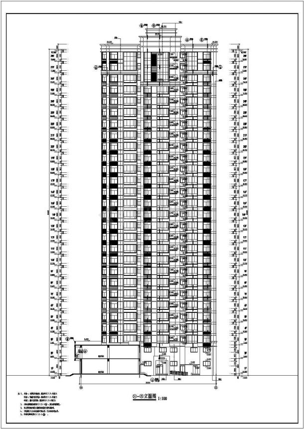 某地区28层住宅楼建筑设计方案图-图一