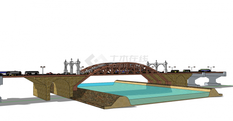 欧式古典多材料多造型铁拉桥su模型-图二