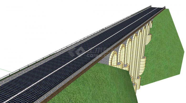 现代化跨山砼制大型桥梁su模型-图二
