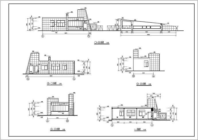 某厂区单层门卫室及大门建筑及结构施工图_图1