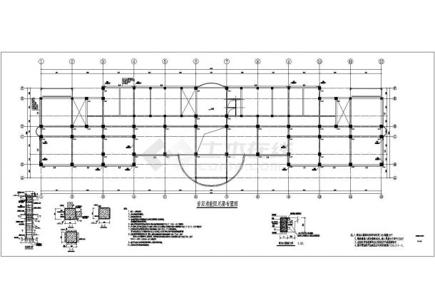 某地六层框架结构学校加固改造工程结构施工图-图一