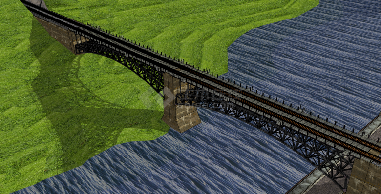 后现代化跨越山体多结构类型铁路桥梁su模型-图二