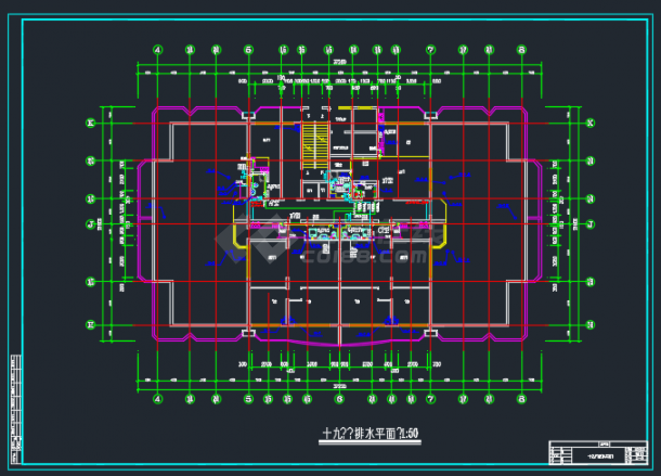 某十九层商业住宅楼给排水消防喷淋cad设计图-图二