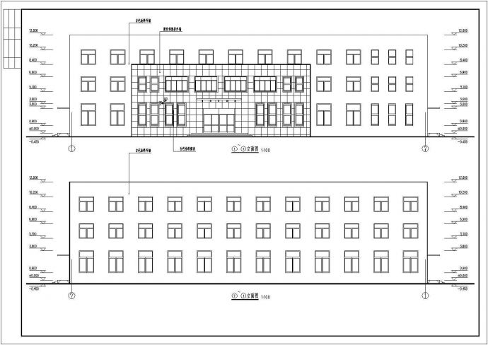 某地三层框架结构办公楼建筑设计施工图纸_图1