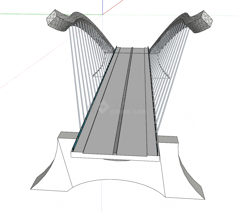 现代化景观大型独特造型斜拉桥梁su模型-图二
