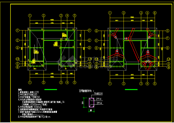 别墅二层施工设计方案全套CAD图纸-图二