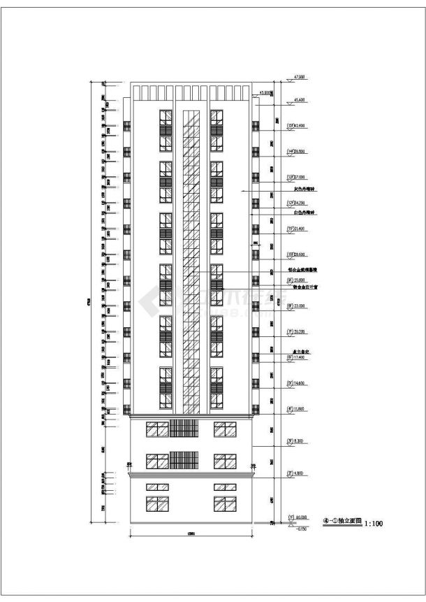 某地15层框架结构商住楼建筑设计方案图-图二