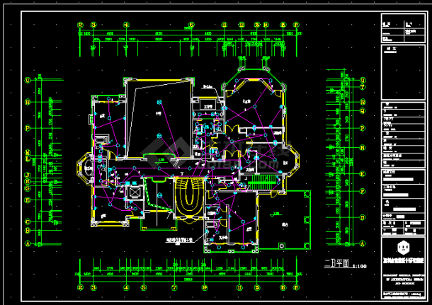 豪华别墅电气设计全套CAD平面图-图二