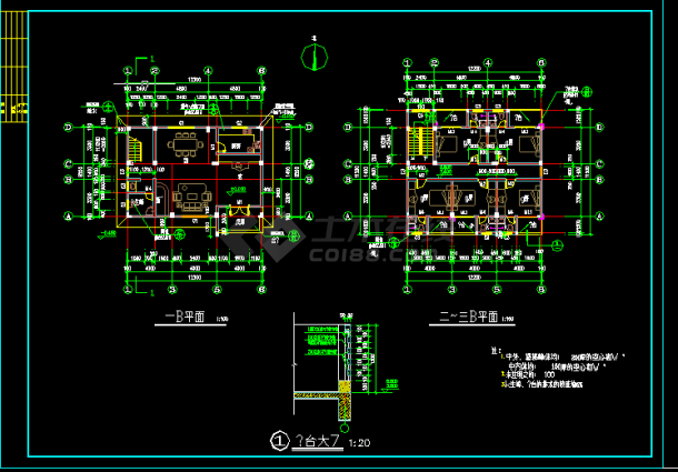 四层别墅建筑设计方案全套CAD详图-图二