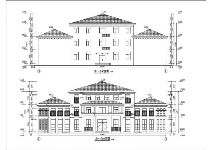 某小区3层框架结构物业办公室建筑方案图_图1