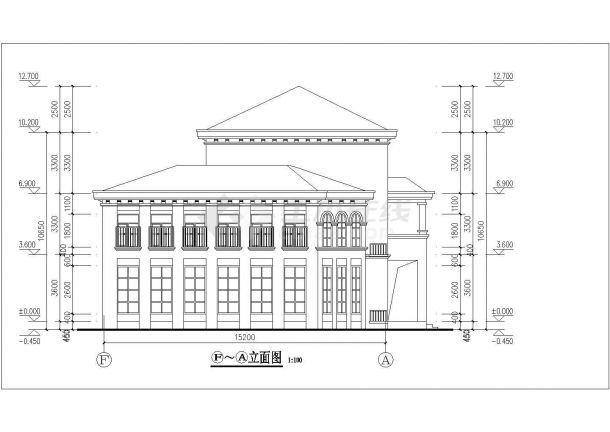某小区3层框架结构物业办公室建筑方案图-图二