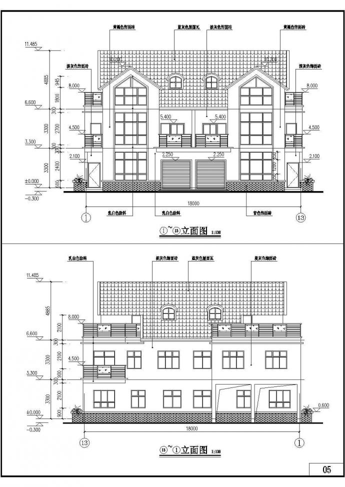 某地三层砖混结构别墅建筑设计方案图纸_图1