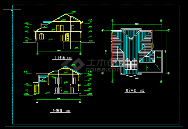 农村二层住宅施工设计全套CAD图纸-图二
