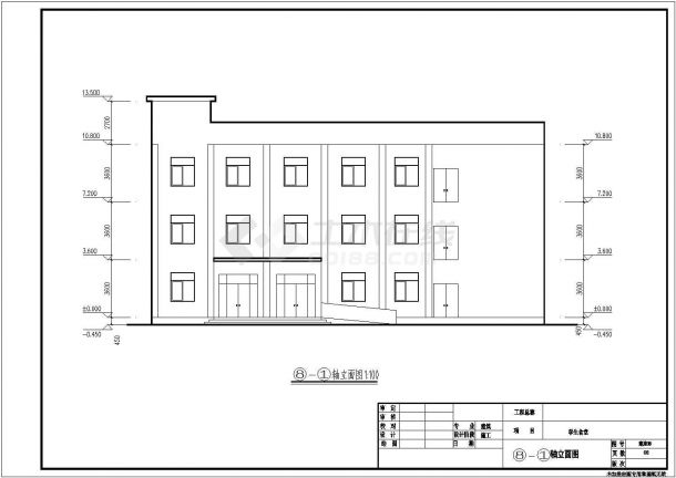某小学3层框架结构食堂建筑设计施工图-图二