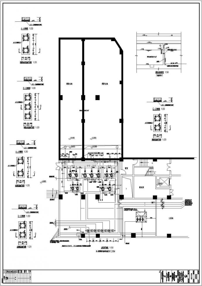 某地水泵房平面图剖面图系统图及材料表_图1