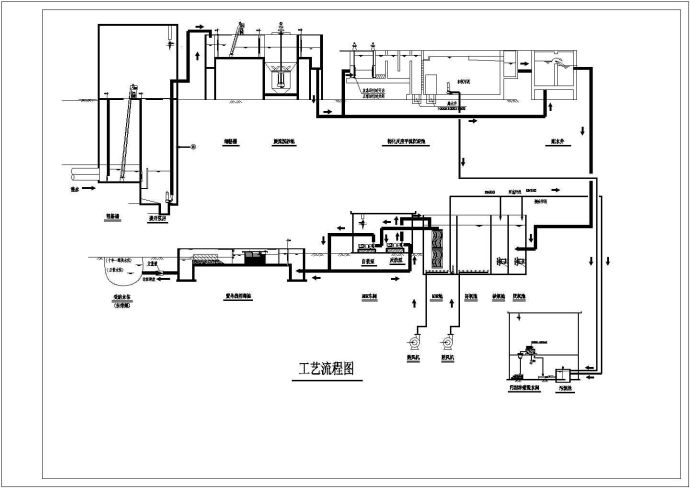 某地市政污水处理厂MBR工艺流程布置图_图1