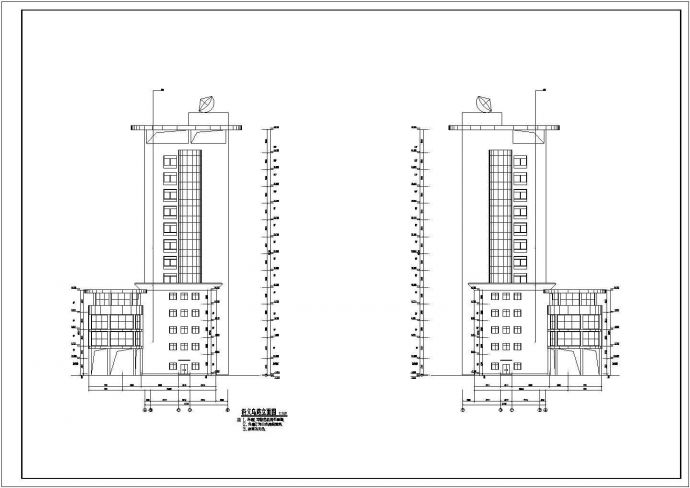 某地十三层框架结构办公楼建筑方案图_图1