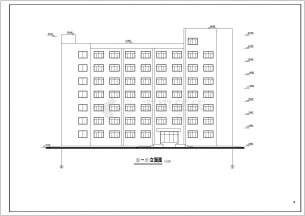 某地七层框架结构商务宾馆建筑设计方案图-图一