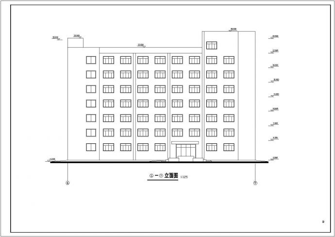 某地七层框架结构商务宾馆建筑设计方案图_图1