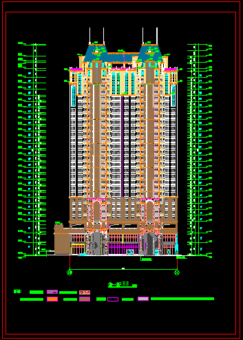 某小区28层法式风格住宅楼全套建筑施工图纸-图二
